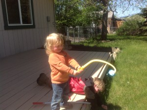 "Brother won't share so I'll make my own fishing pole. I don't know what this is, but it looks like it will work."